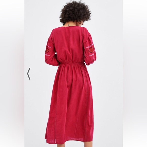 ZARA TRF Collection Boho Embroidered Maxi Dress Size S NWT - Picture 3 of 4